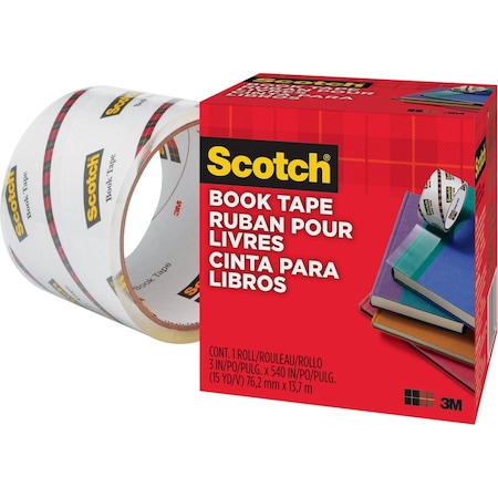 Scotch Book Tape, 3" Core Size, 3" x 15 Yards, Clear 8453